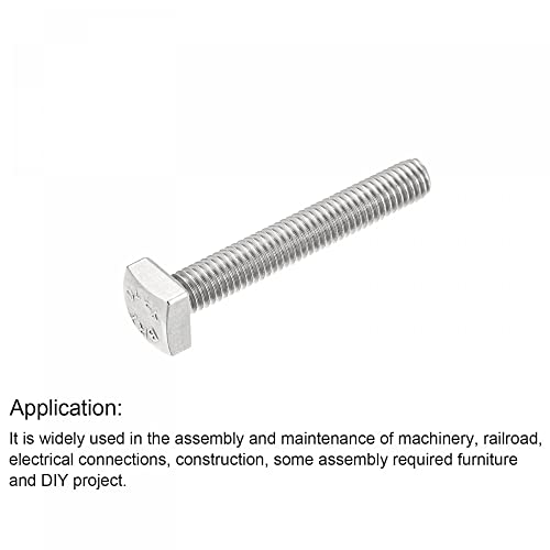 Image of uxcell Square Head Bolt, 10pcs M5x30mm Fully Thread 304 Stainless Steel Grade C Square Machine Screws