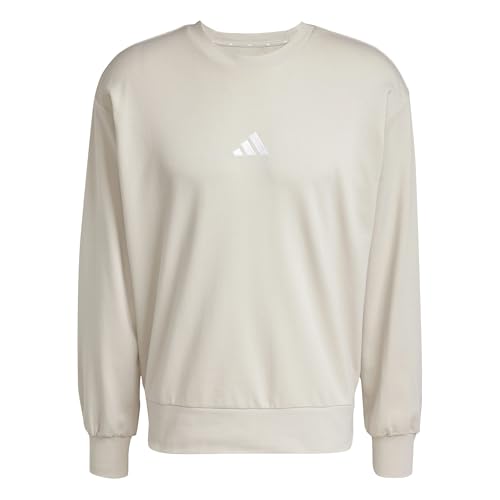 adidas Men's ESSENTIALS FEELCOZY FRENCH TERRY SWEATSHIRT, wonder alumina/white, XL