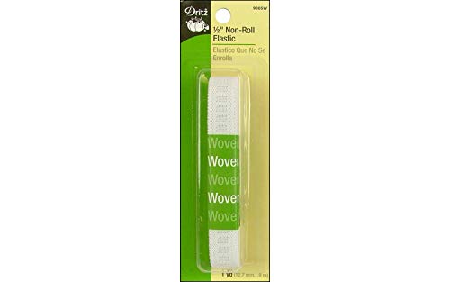 Dritz 9305W Ribbed Non-Roll Woven Elastic, White, 1/2-Inch by 1-Yard