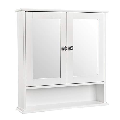 Kcelarec Bathroom Medicine Cabinet with Mirror, Wall Mounted Wooden Bathroom Storage Cabinet