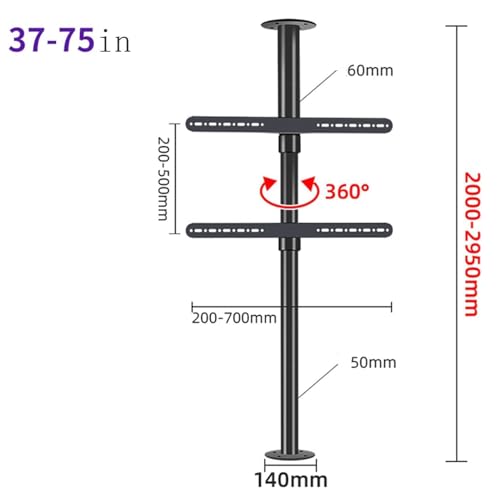 Support de sol pivotant pour téléviseur 32-75" | Base plafond réglable 200-295cm - 3