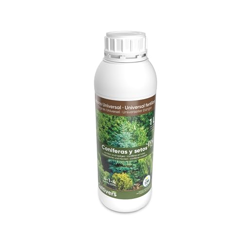 CULTIVERS Fertilizante Coníferas y Setos Ecológico de 1 L. Abono Líquido 100% Orgánico y Natural. Evita Enfermedades, Arbustos vigorosos, Follaje mas Verde
