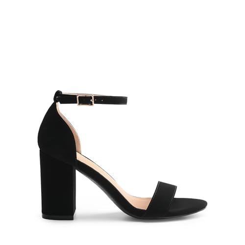Image of DREAM PAIRS Heels for Women Chunky Block Heel Open Toe Ankle Strap 3.5 Inch Heeled Sandals for Party Date Wedding