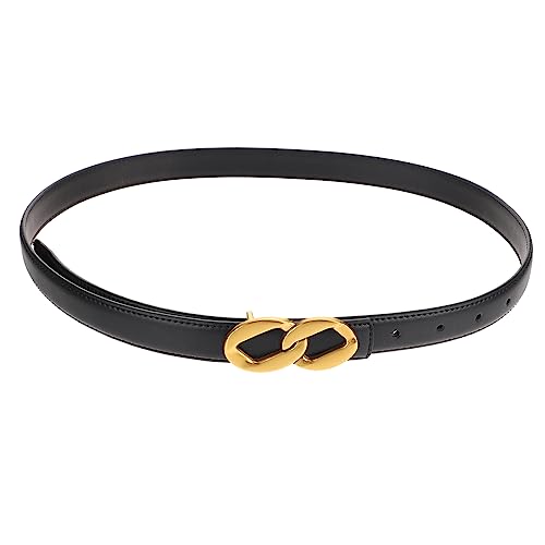 Women Adjustable Leather Belt for Vintage Style Waist Belt for Jeans and Dresses Fashionable Black Cowhide for Moms and Friends
