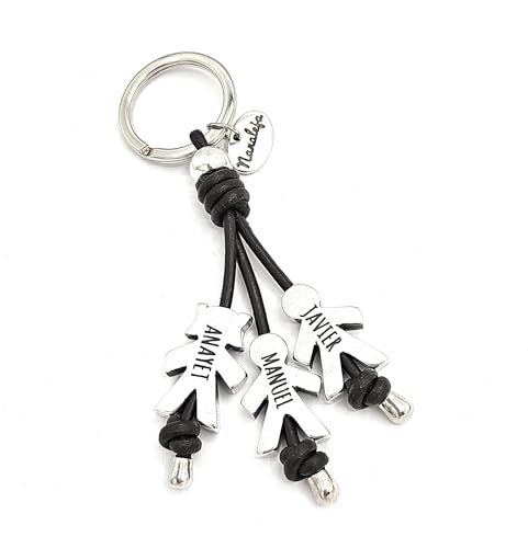 Nanaleja Llavero Personalizado con 3 Nombres Grabados llaveros Papa - Regalos Padres primerizos - Llavero Mama Personalizado - llaveros para Parejas Grabados - Hecho a Mano en España