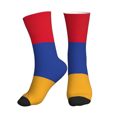 EKPASVC Chaussettes tubulaires pour homme avec imprimé drapeau de l'Arménie, confort semblable au coton, performance athlétique, pour la course à pied et au quotidien, 1 noir, Taille unique