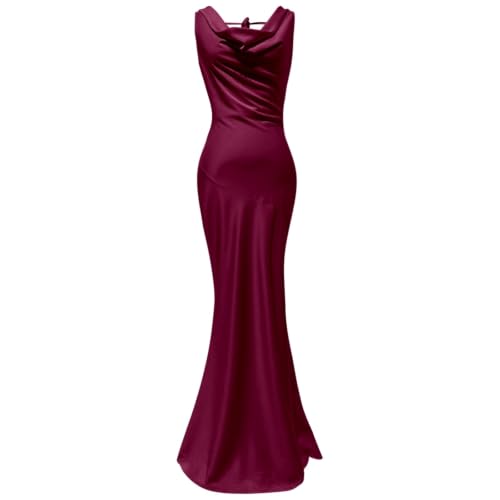 Vestido de dama de honor de satén largo con diseño sofisticado sin mangas 5