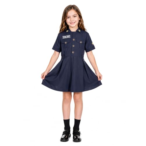 AYBUY Polizei Kostüm Mädchen Polizeikostüm Kinder für Halloween Dress Up Party Rollenspiel Karneval Cosplay Mottopartys und Geburtstagsfeier 5-7 Jahre