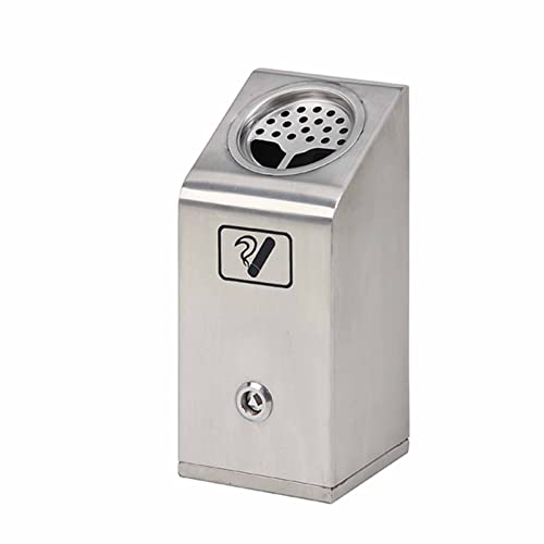 WXPXYBF Lockable Wall Mounted Ashtray, Stainless Steel Cigarette Butt Collector with Key, Space Saving Outdoor Trash Bin for Bars, Parks, Commercial Use