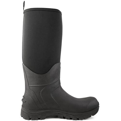 Savage Island Skye Hohe Neopren-gefütterte Allwetter-Gummistiefel – Wasserdichte Regenstiefel, Schwarz , 45 EU