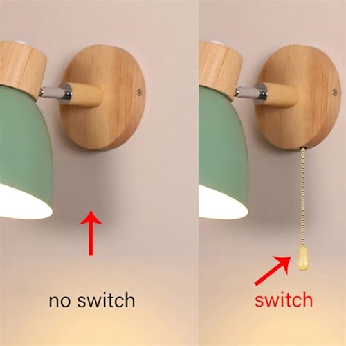 Applique murale tête de direction E27 en bois bleu ajustable avec interrupteur - 4