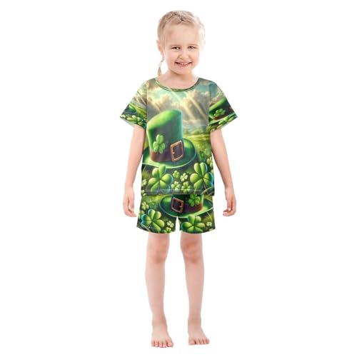St Patrick Clover Pajama Set Short Sleeve Pajamas Shorts Sets Cotton PJS 2 Piece Clothes Set 5Y3