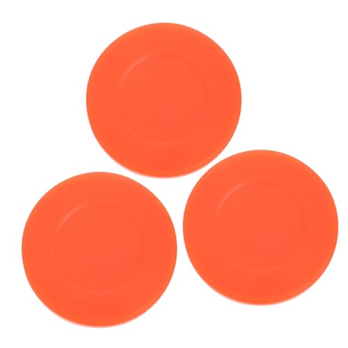 OHPHCALL 3 Pack PVC Hockey Pucks for Street Game Sturdy Flat Ice Puck Balls Smooth Surface Orange for Men's Women's Outdoor Sports Accessories