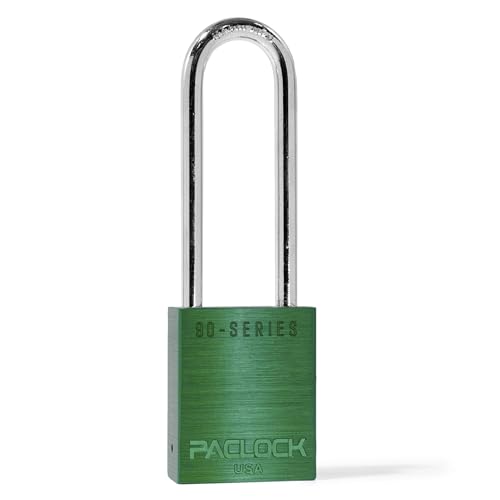 Image of PACLOCK's SR-90A Padlock, 3 inch Tall Hardened Steel Shackle, High Security 6-Pin Cylinder, One Lock Keyed to a Number U-Pick! w / 2 Keys, Green