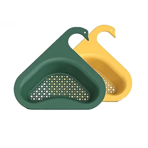 Badimoo Estante de drenaje multifuncional para colgar, cesta de colador de fregadero, soporte de almacenamiento triangular para fregadero, colador de esquina para fregadero de cocina (verde/amarillo) Cover