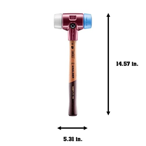 Image of Halder Simplex Mallet 50mm - Dual Faces, TPE-Soft & Superplastic Inserts, Cast Iron Housing with Protection Sleeve, Hickory Handle, Tiling, Stone & Construction - 3017.050
