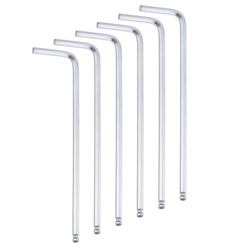 sourcing map 6pcs Ball End Hex Key Wrench 3mm Metric Chrome-Vanadium Steel L-Shape Hexagon Wrenches Repairing Tool for Home Bike Motorcycle Repair, Silver