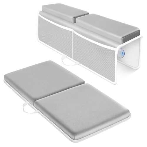 Image of Bath Kneeler and Elbow Rest Pad Set for Baby Bathing, Thick Quick Drying Memory Foam Kneeling Mat with Toy Organizer Pockets, Comfortable Non Slip Bathtub Knee Saver Support for Knees, Arms（Gray）