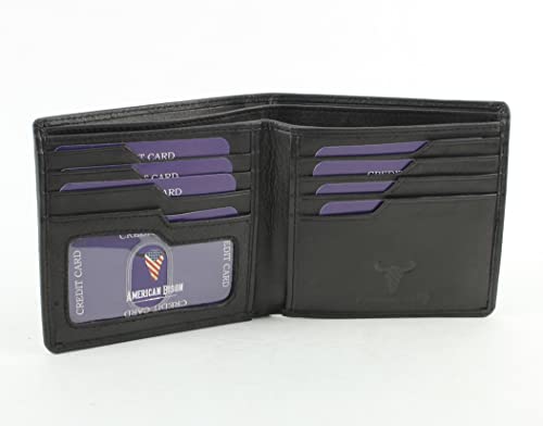 American Bison Slim Genuine Leather Bifold Wallet for Men – Secure RFID Blocking Men's Wallet – Durable & Classic Style (Black) (Black)2