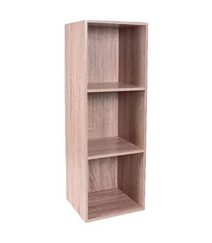 Casâme Meuble 3 Cases - avec Fond - Colonne de Rangement - Meuble de Salon, Chambre, Bureau - Etagère de Rangement 3 Cases Ouvertes - L 30 x P 32 x H 94 cm