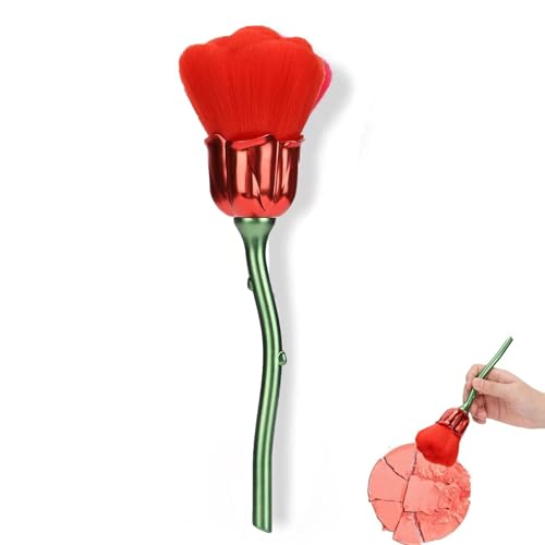 Pennello per Polvere per Unghie a Forma Di Rosa, Nylon Confortevole Pennello Blush Pennelli Trucco Make up Pennelli Trucco per Fard per Il Trucco Quotidiano(Rosso)