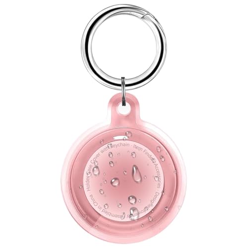 Foweroty 1|2|4 Pack IPX8 Waterproof Case for AirTag (2nd & 1st Gen), Full Body Holder Keychain, Anti-Scratch Cover for Apple Air Tags, Luggage, Pet Collar, Car Keys, Kids, Clear Pink