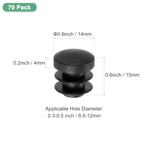Image of M METERXITY 70 Pack Round Plastic Plug, OD 11 /20 inch Furniture Tube Inserts Pipe Hole End Caps for Tubing Post /Glide Insert for Pipe Post /Table Chair Leg /Metal Tubing /Fence [Black]
