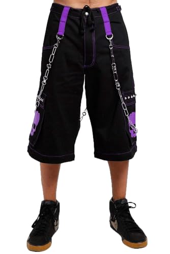 Skull Bondage Pants [Black/Purple] Gothic Emo Punk S4