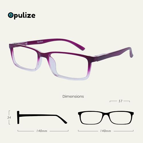 Image of OPULIZE SEE Reading Glasses with Blue Light Blocking for Women and Men, Narrow Frame, Spring Hinges, Computer Gaming Glasses, Purple,Turquoise +3 (Pack of 2)