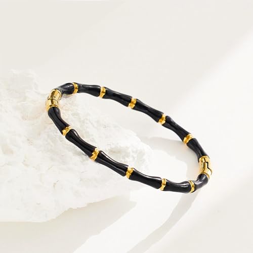 Image of SALVE Openable Bamboo Stainless Steel Bracelet for Women Stylish | Bangle Bracelet Kada, Aesthetic Accessories for Girls Bracelet | Minimal Jewellery for Women Chic Golden Bracelet