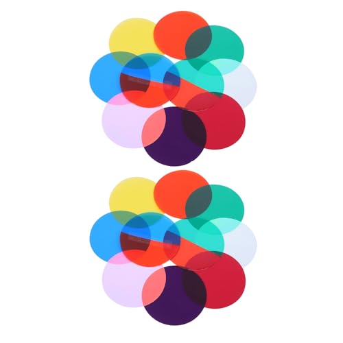 IMIKEYA Lot de 20 Films Adhésifs à Changement de Couleur pour Éclairage D’ambiance, Diamètre 50 Mm, 10 Couleurs Vives 2 Feuilles par Teinte, Filtres Gel pour Lampes Led, pour