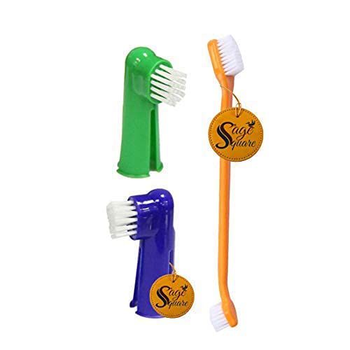 Sage Square Dog Brush for Teeth & Dogs Removes Food Debris Double Sided with Long Curved Handle Super Easy Cleaning Best Soft Silicone Pet Toothbrush for Cats and Dogs (Color May Vary) (B0892LFBZ8) Amazon Price History, Amazon Price Tracker