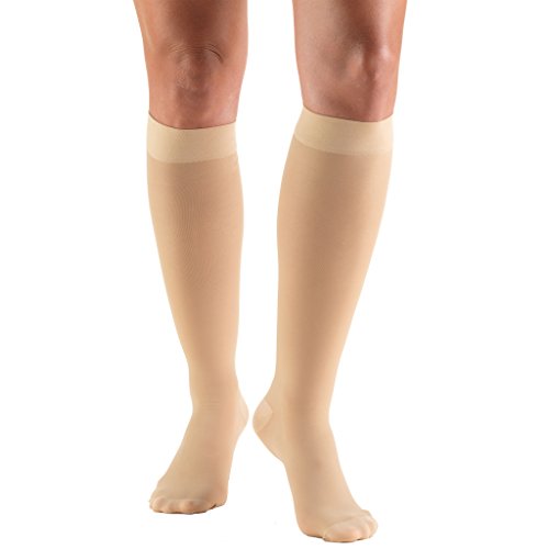Image of Truform Sheer Compression Stockings, 30-40 mmHg, Women's Knee High Length, 30 Denier, Beige, X-Large