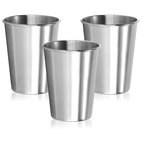 Wilhelm Sell® Lot de 3 gobelets 260 ml en acier inox 304 – tasses légères et solides pour camping, voyage ou maison – verres incassables et sans BPA,...