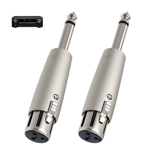 2 Piezas Adaptadores XLR a Jack, Adaptador XLR Hembra a TRS de 6,35 mm Conexión de Audio Balanceada de 3 Pines para Micrófonos Amplificadores Consolas Altavoces Activos Equipos de Sonido Profesional