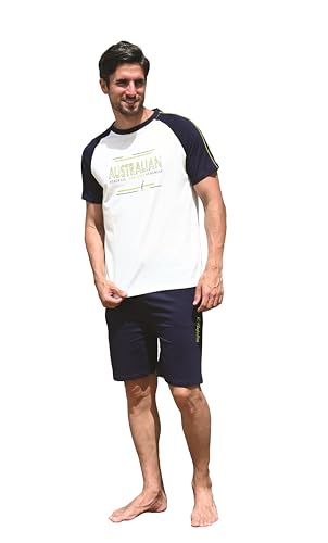 Australian Completo Estivo In Cotone per uomo, Completino Maschile Maglia e Pantaloncino (A1005JF Blu, XXL)