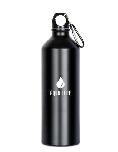 Botella de Agua, Botella Deportiva AQUA ELITE 500 ml Color Negro, Botella Libre de BPA, Aluminio Alta Resistencia, Botella de Gimnasio, Botella sostenible,Sin Fugas