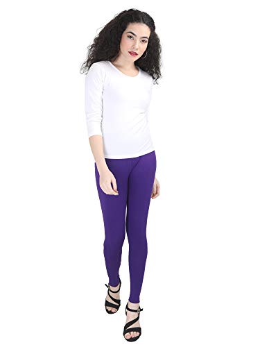 Image of Stylish Designer Soft Cotton Lycra Ankle Length Leggings for Women /Girls Suitable For Daily Casual Use