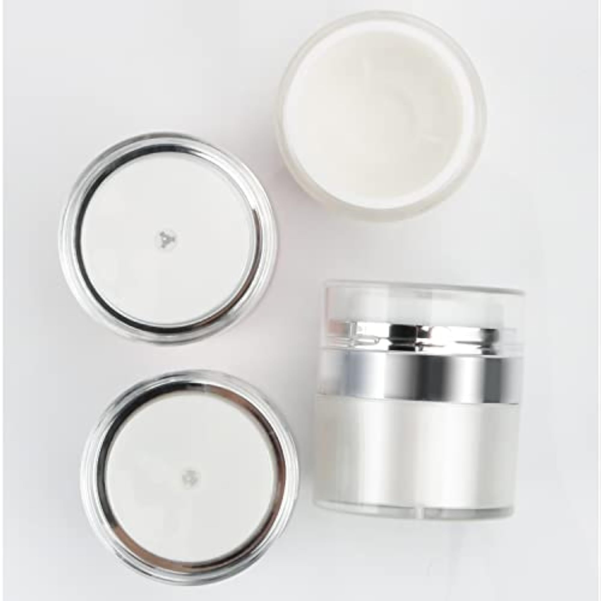 4 Pack Airless Pump Jar, Refillable Acrylic Cosmetic Container