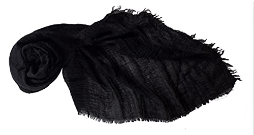 Image of Iba & Isba Women's Plain Crinkled Scarves, Stoles, Hijab (76 x 36 inch)
