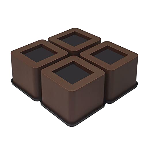 FONDDI 3 Inch Bed and Furniture Risers - Heavy Duty Plastic Lifts for Sofa, Chair, Table, Desk, Couch, Dorm - 4 Pack, Dark Brown