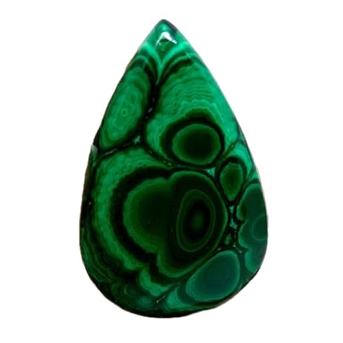 Pierre gemme malachite en cabochon poire de 45x28mm d'une qualité naturelle rare