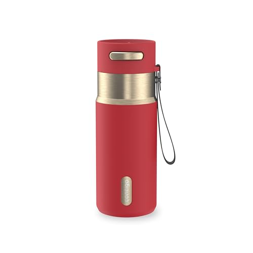Image of Contigo AutoSeal 16 oz Stainless Steel Vacuum-Insulated Water Bottle with Leakproof Push-Button Spout & Lock, Carry Strap, BPA-Free & Lead-Free, Dishwasher Safe
