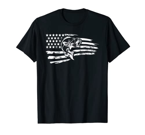 Bandera Americana Patriótica Cool Fishing Art Camiseta