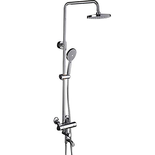 Badezimmer Duschset, Runden An Der Wand Montiert Wasser Sparen Duschsystem Thermostatische Steuerung MessingköRper Keramikventil Dusche Wasserhahn