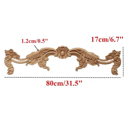 Apliques de madera tallada de 80 cm PooBa para decoración de muebles de hogar 3