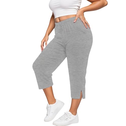 Pantalones cómodos con material elástico de cintura alta y bolsillos laterales amplios