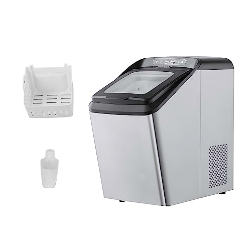 VEVOR Nugget Ice Maker Countertop, 30lbs/24H Pebble Ice Maker Machine, 2 Way Refill, Self Cleaning Sonic Ice Maker with Basket&Scoop, Chewable Nugget Ice Maker for Home Kitchen Office Party RV