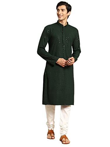 Image of Rajubhai Hargovindas Men Chikankari and Sequin Work Kurta