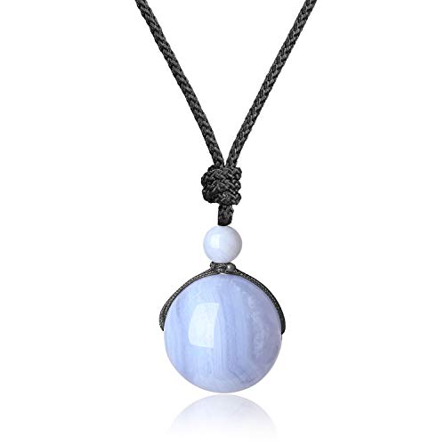 COAI Genuine Round Blue Lace Agate...